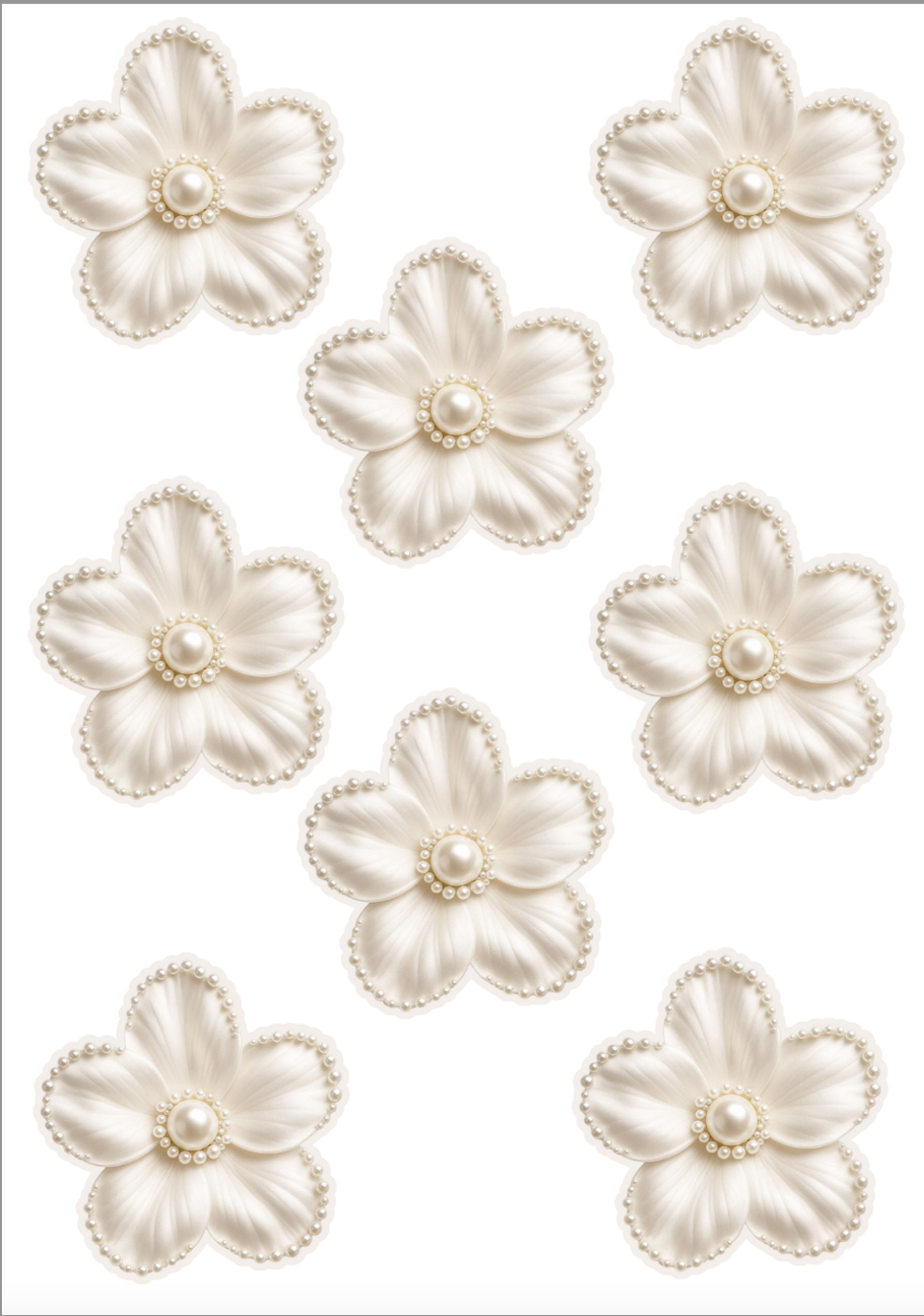White Blossoms  Sticker Sheet (8 pcs)