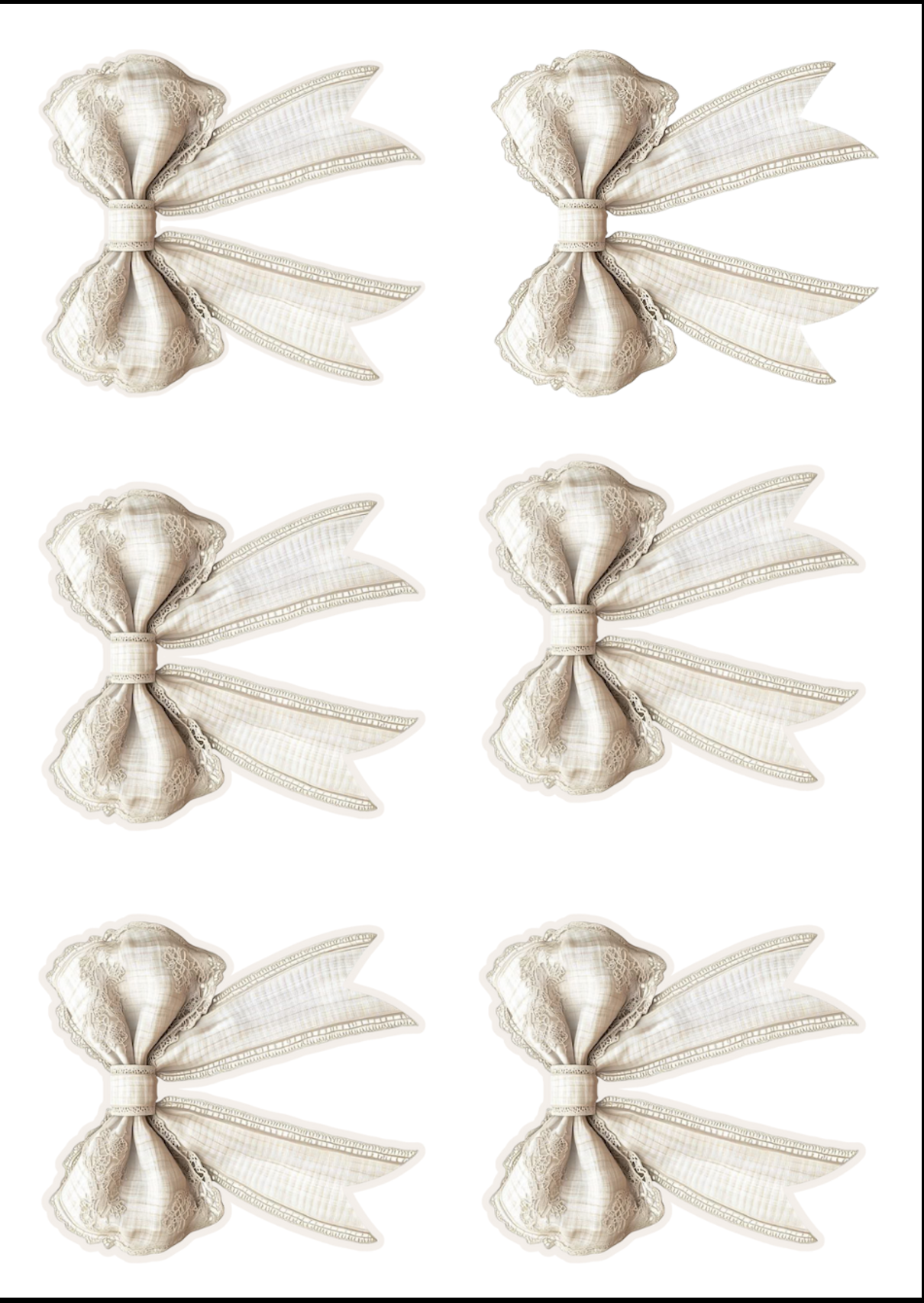 6 WHITE BOW STICKERS SHEET